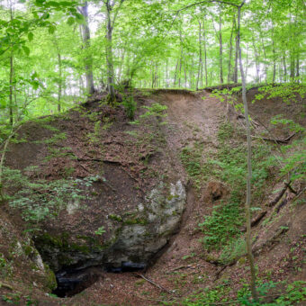 Erdfall und Höhle, Pfaffenholz bei Bad Sachsa, Niedersachsen, Foto: Stephan Röhl